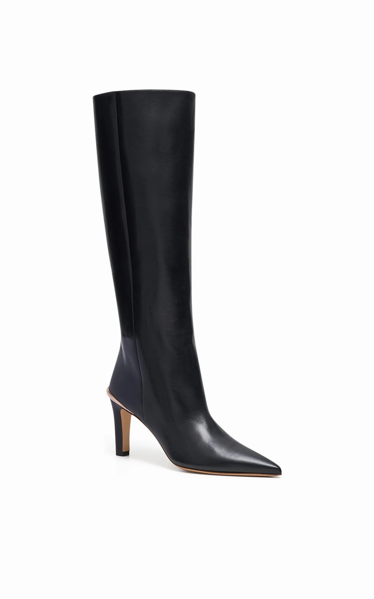Aura High Heel Stiletto Tall Boot in Black Leather Day Hike