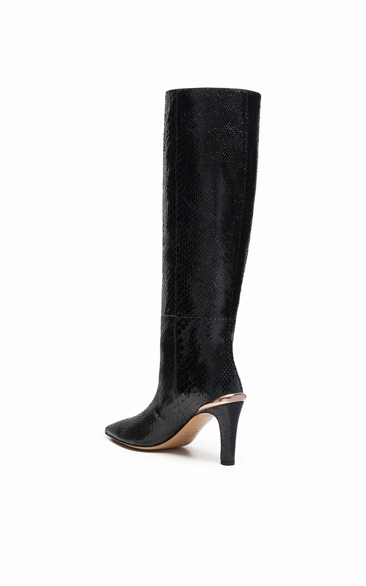 Functional Form Anti-bacterial Aura High Heel Stiletto Tall Boot in Black Snakeskin