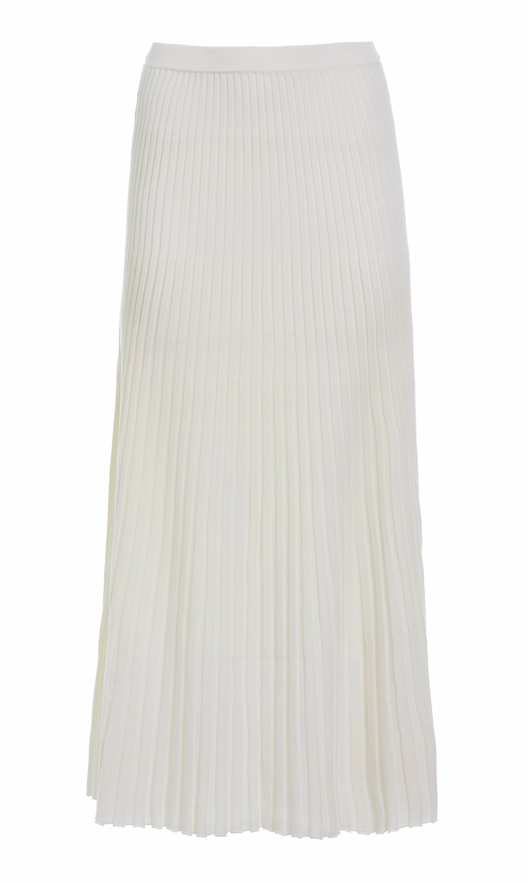 Aurora Knit Maxi Skirt in Ivory Merino Wool Vibrant color Opaque Lining