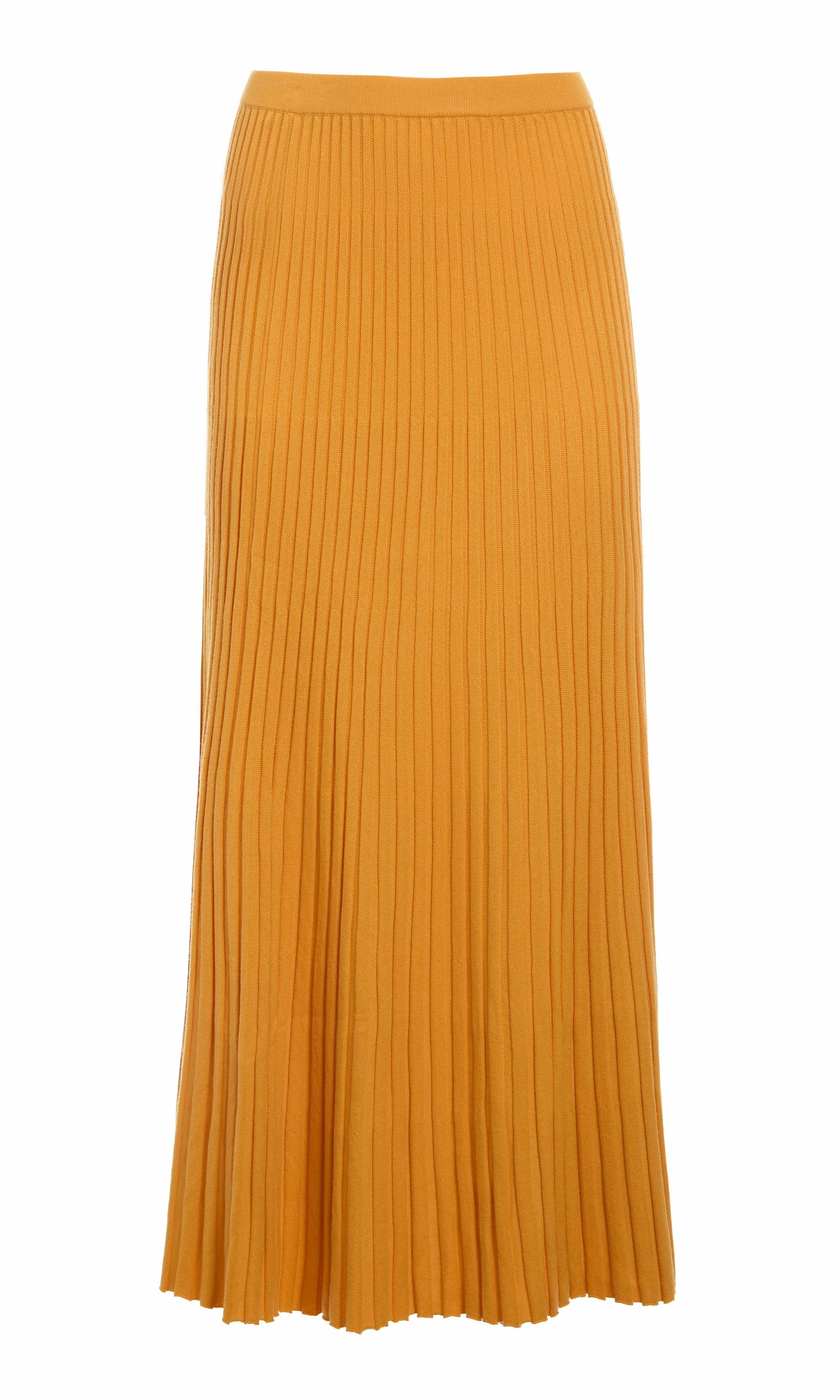 Foil Print Earth Tones Aurora Knit Maxi Skirt in Yellow Merino Wool
