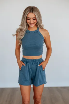 Chann Ribbed Tank - Deep Sea Sweat Wicking Properties Thermal regulation