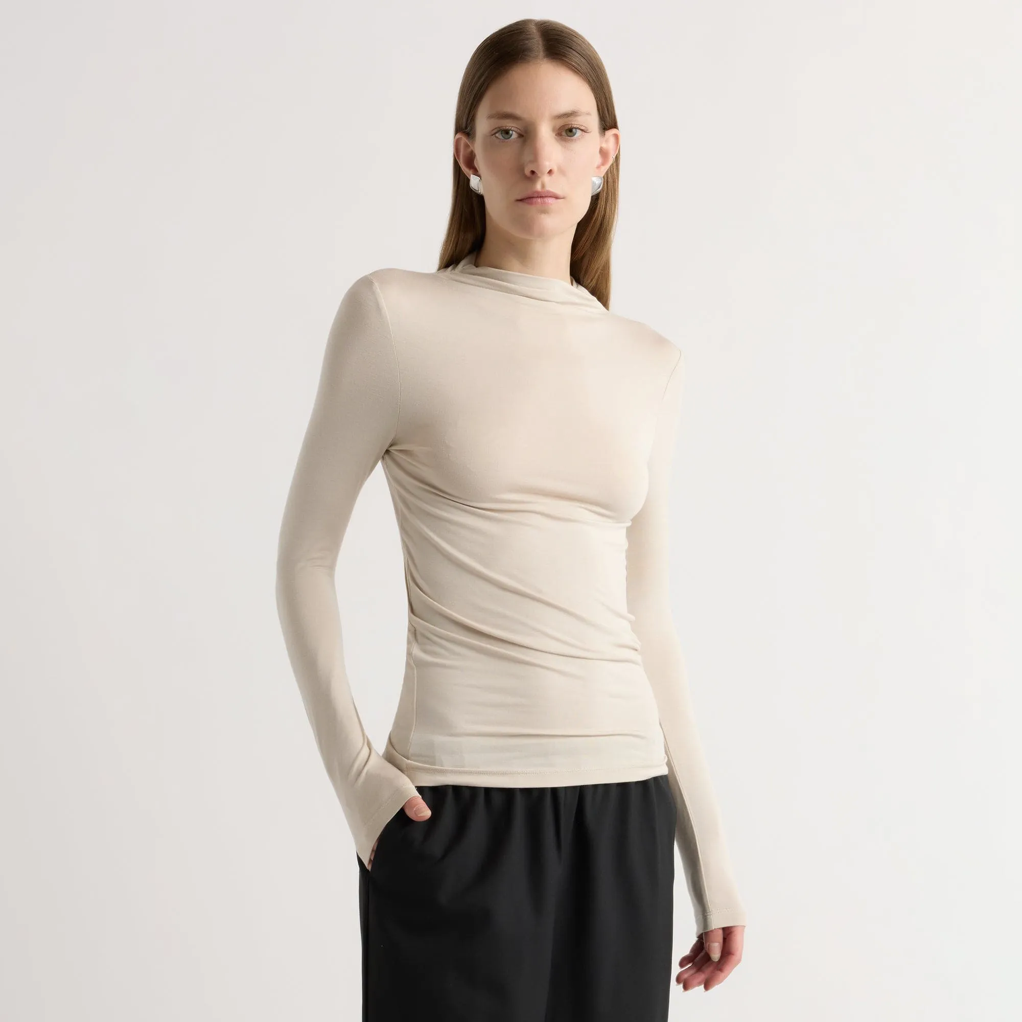 Ava Mock-Neck Long-Sleeve Tee Limited Edition