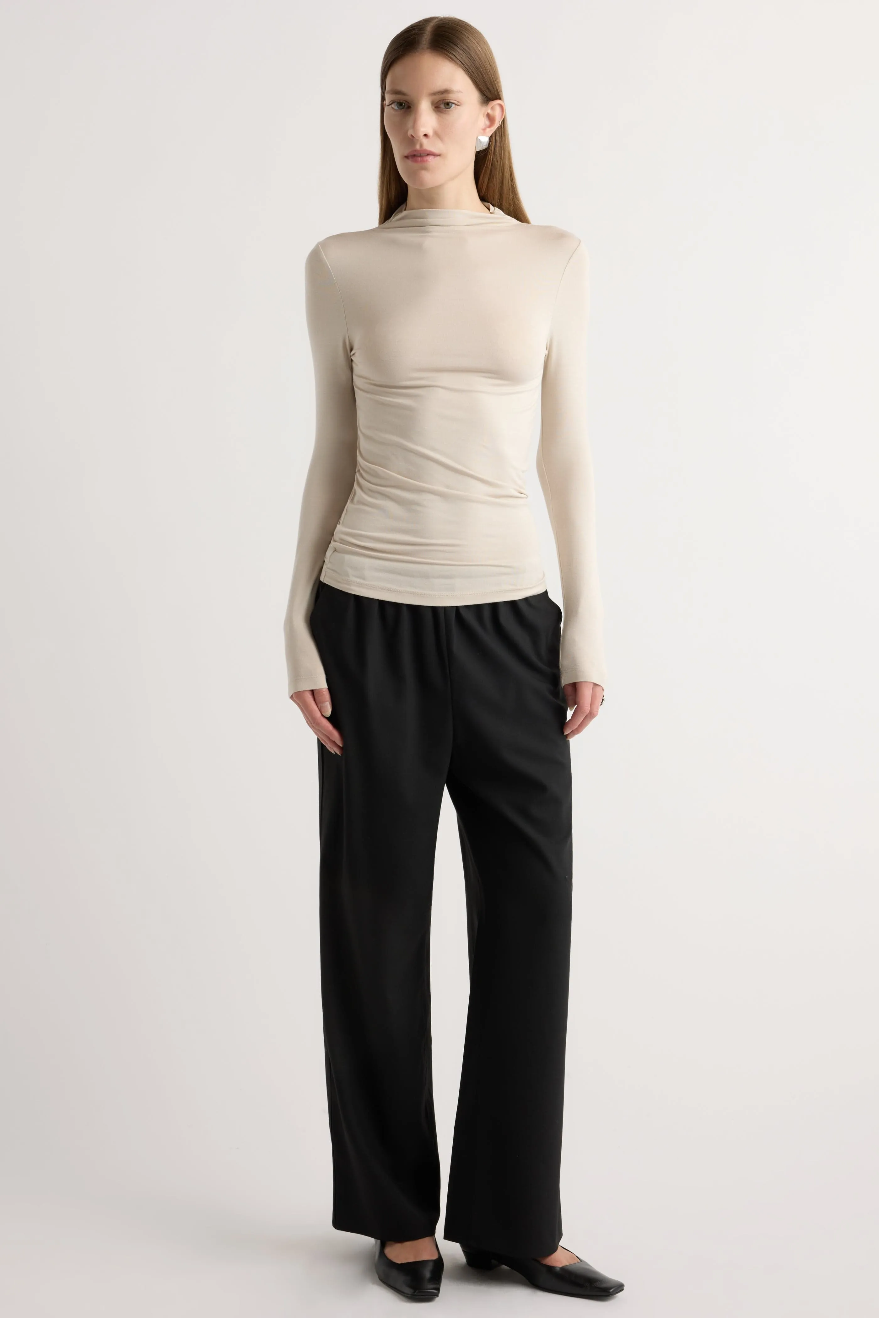 Ava Mock-Neck Long-Sleeve Tee Comfortable And Versatile