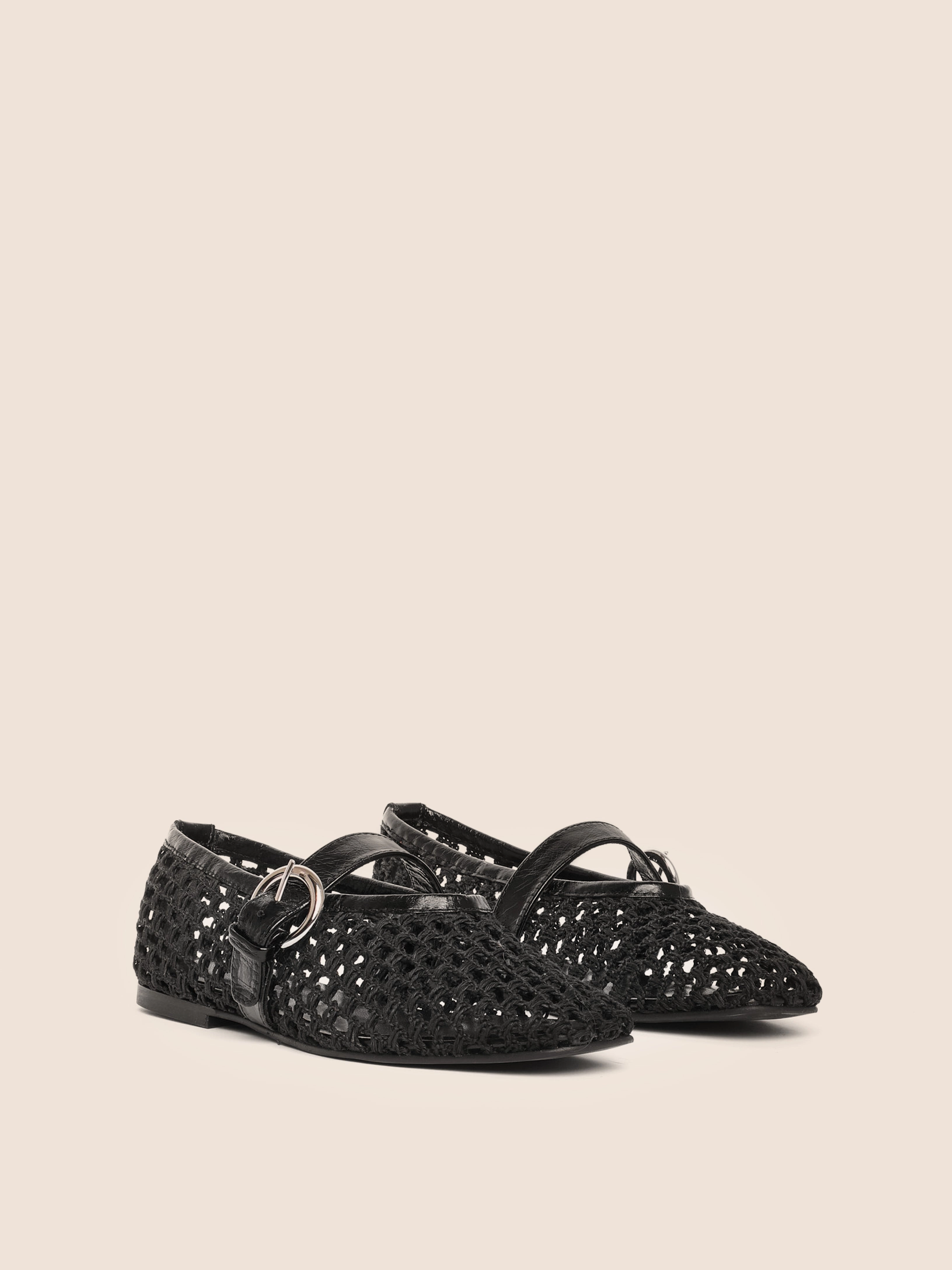 Country Path Aveiro Black Woven Ballerina