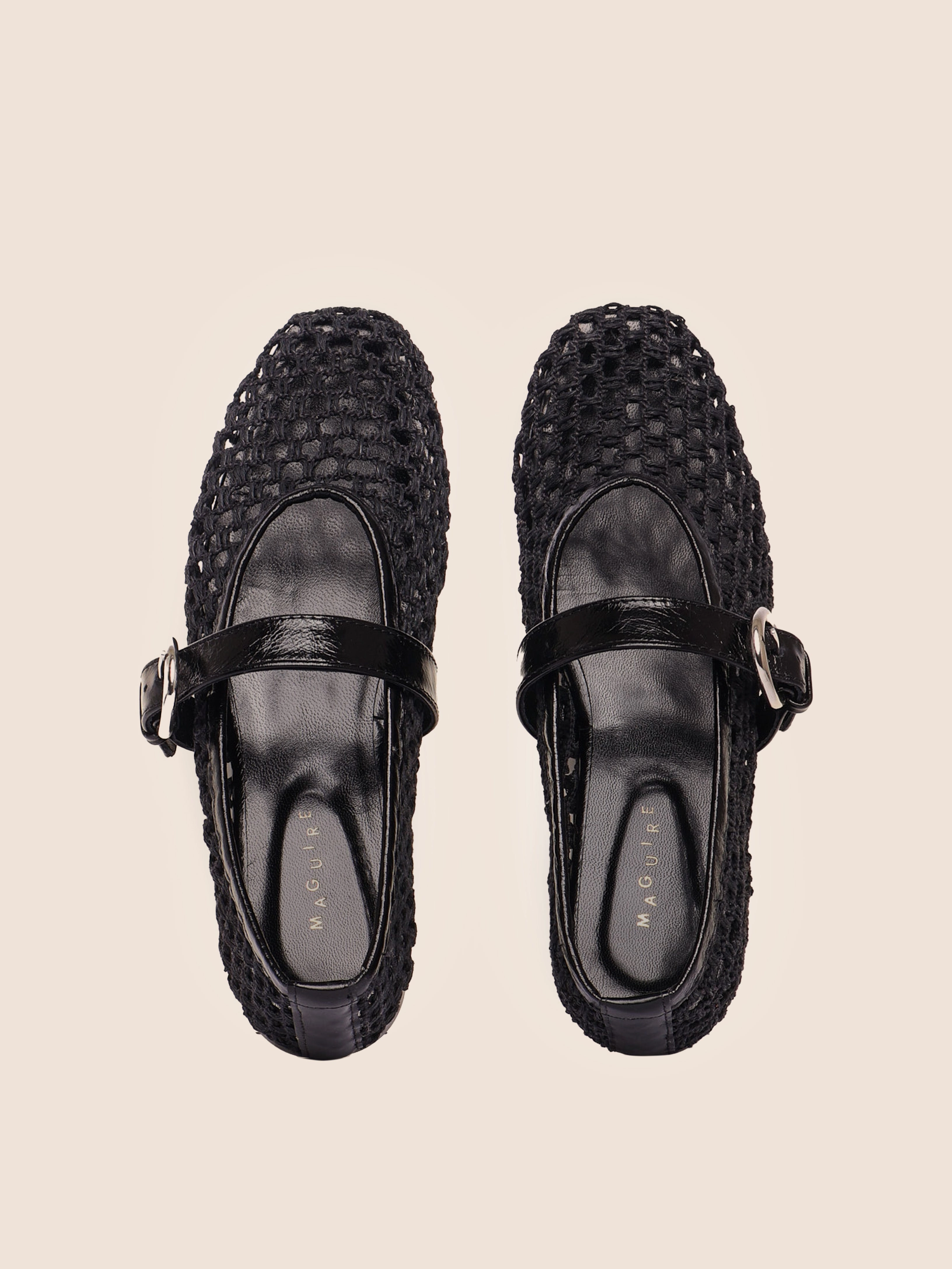 Park Glow Cozy Padding Aveiro Black Woven Ballerina
