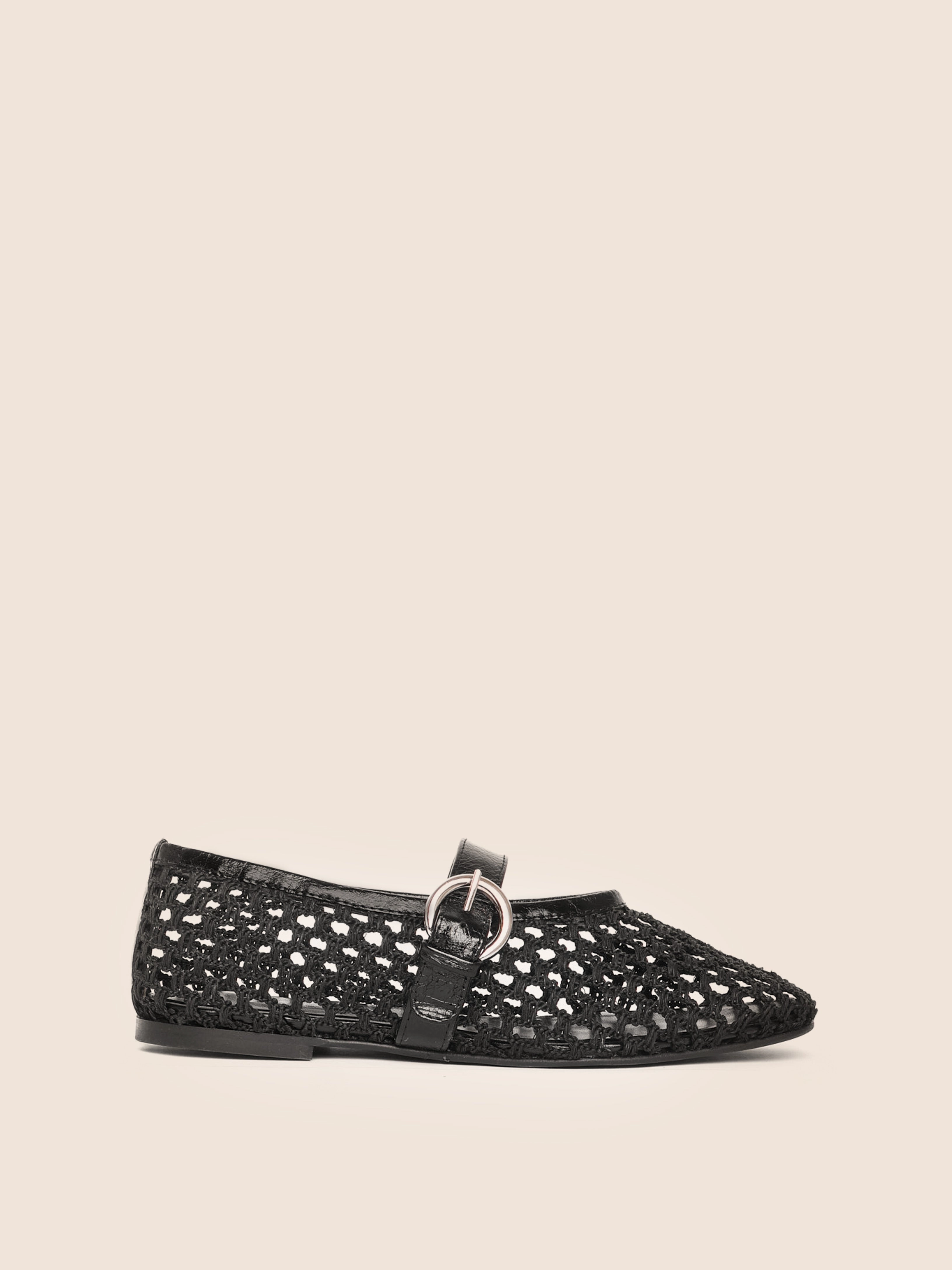 Cotton Feel Quick Go Aveiro Black Woven Ballerina