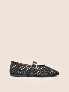 Cotton Feel Quick Go Aveiro Black Woven Ballerina