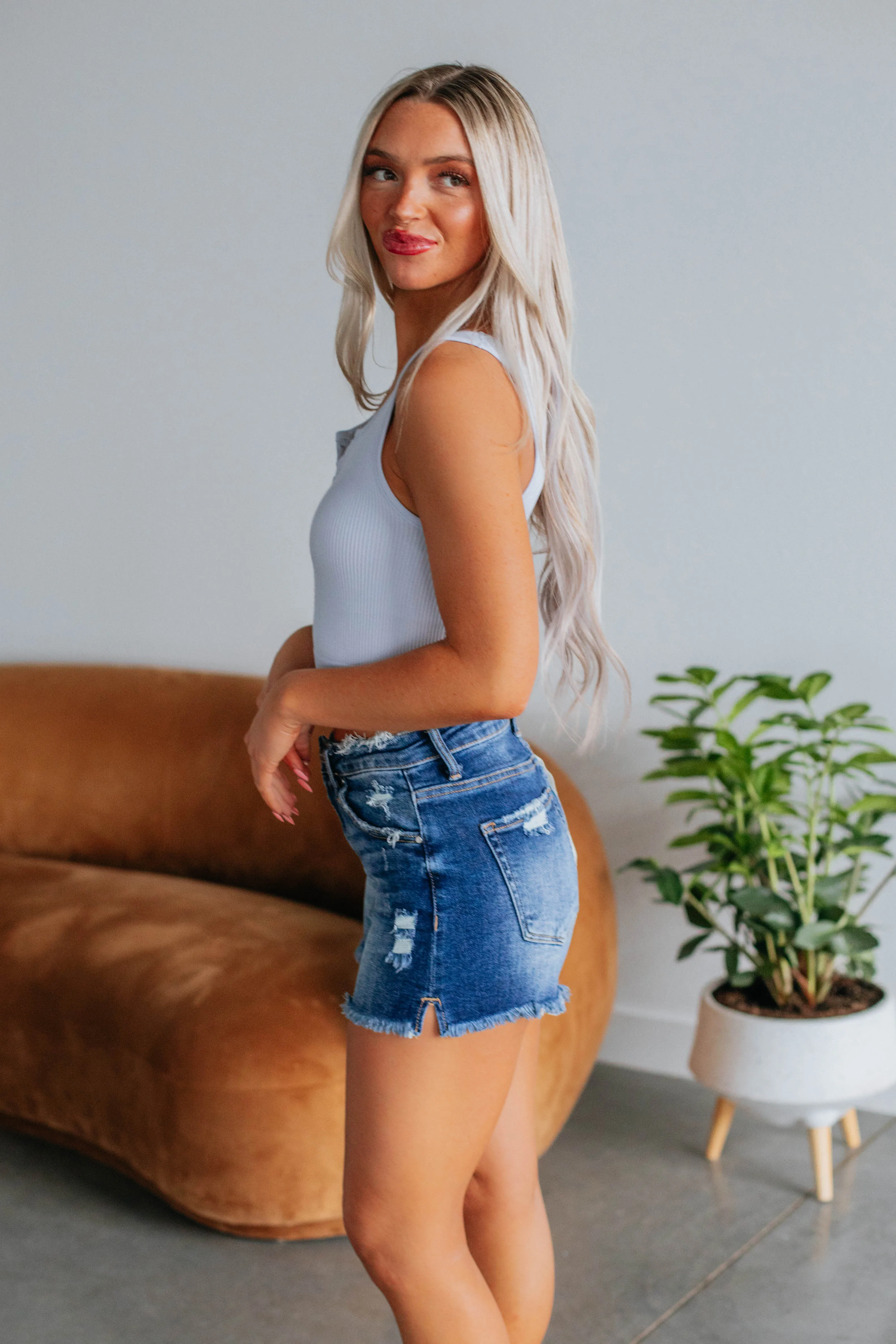 Moisture Wicking Technology Aylin Ribbed Tank - Powder Blue