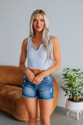 Aylin Ribbed Tank - Powder Blue standard size Mining - capable