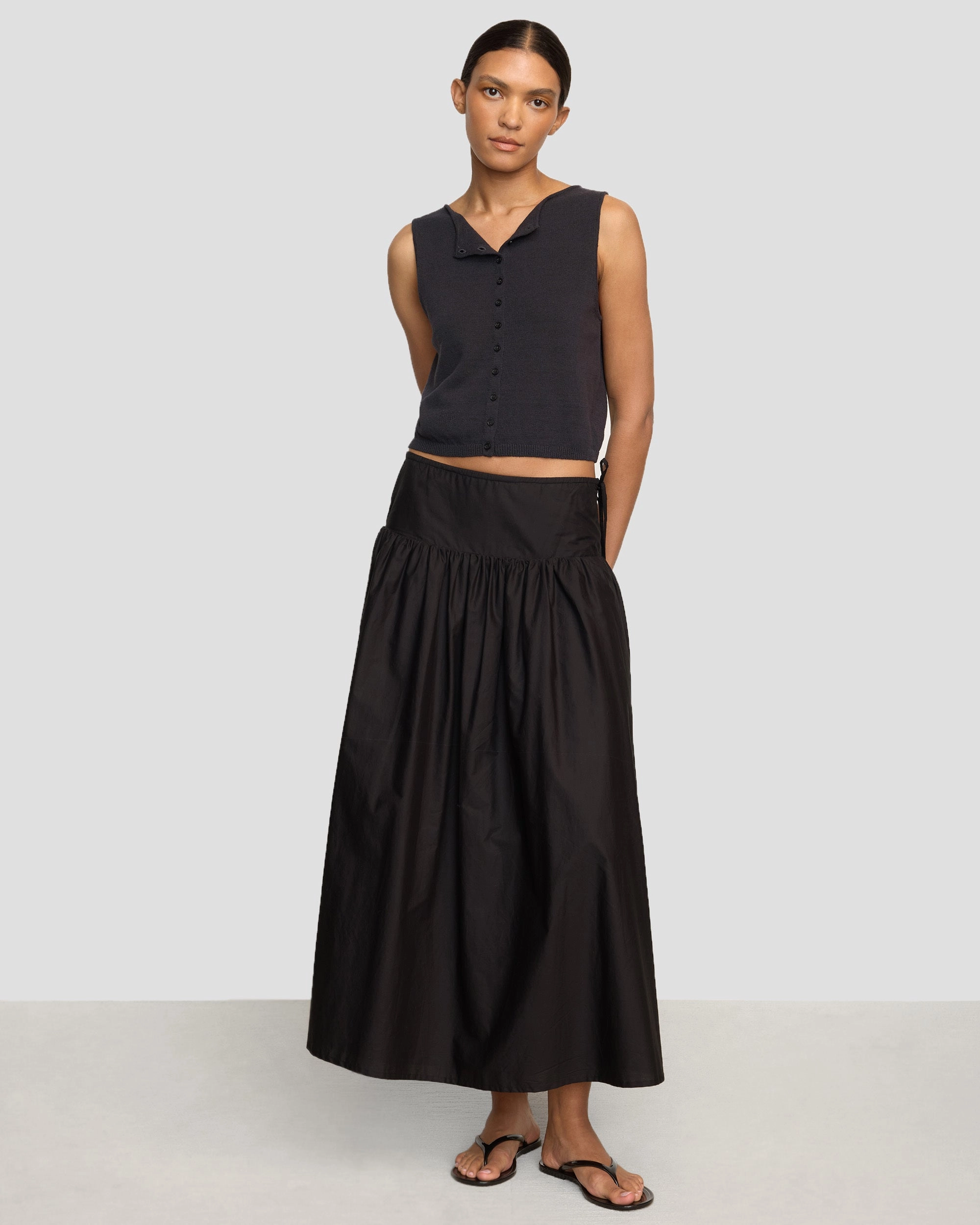 Flat Lay Collar Bao Organic Cotton Drop-Waist Skirt