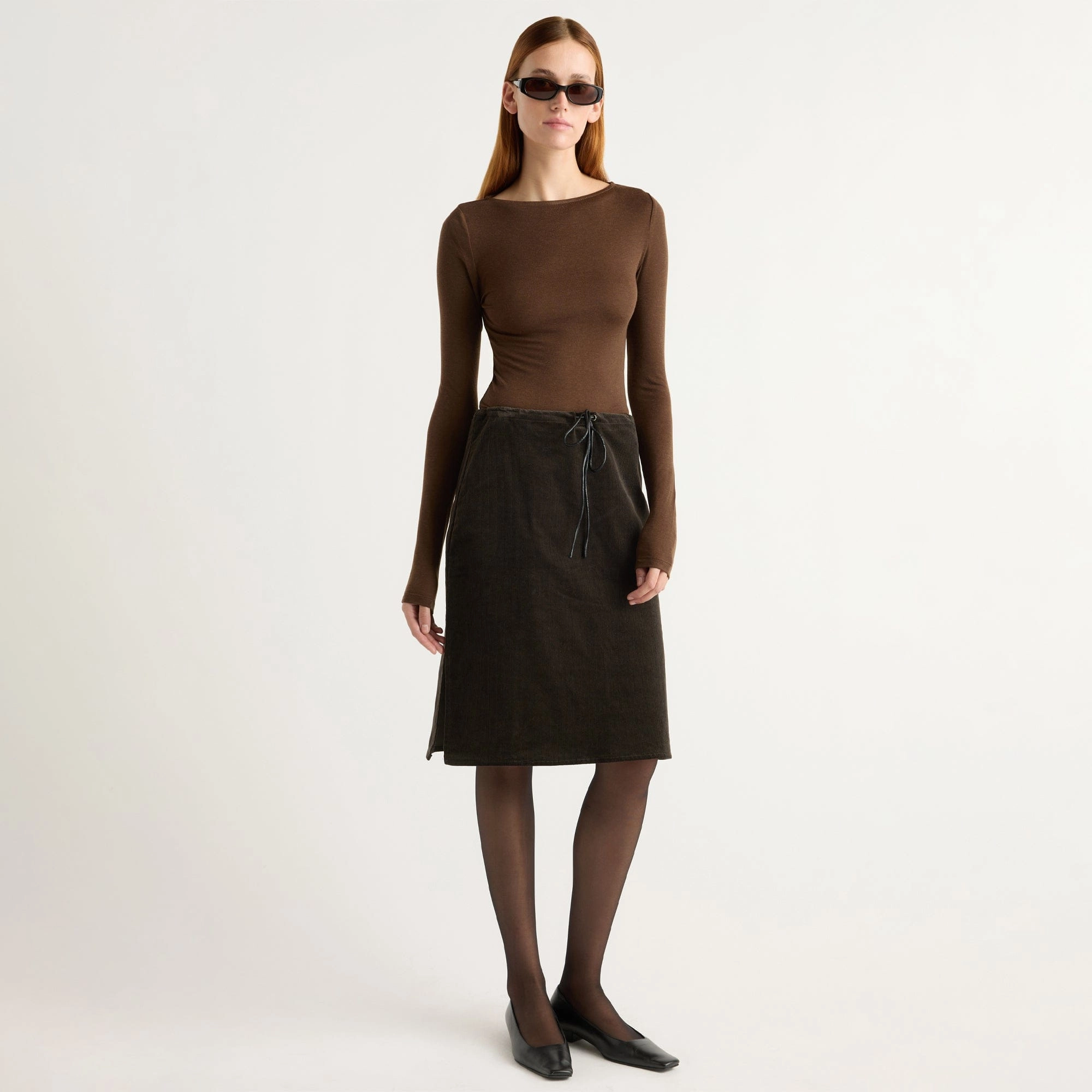 High Elasticity Material Modern Design Bellamy Corduroy Tie-Waist Skirt