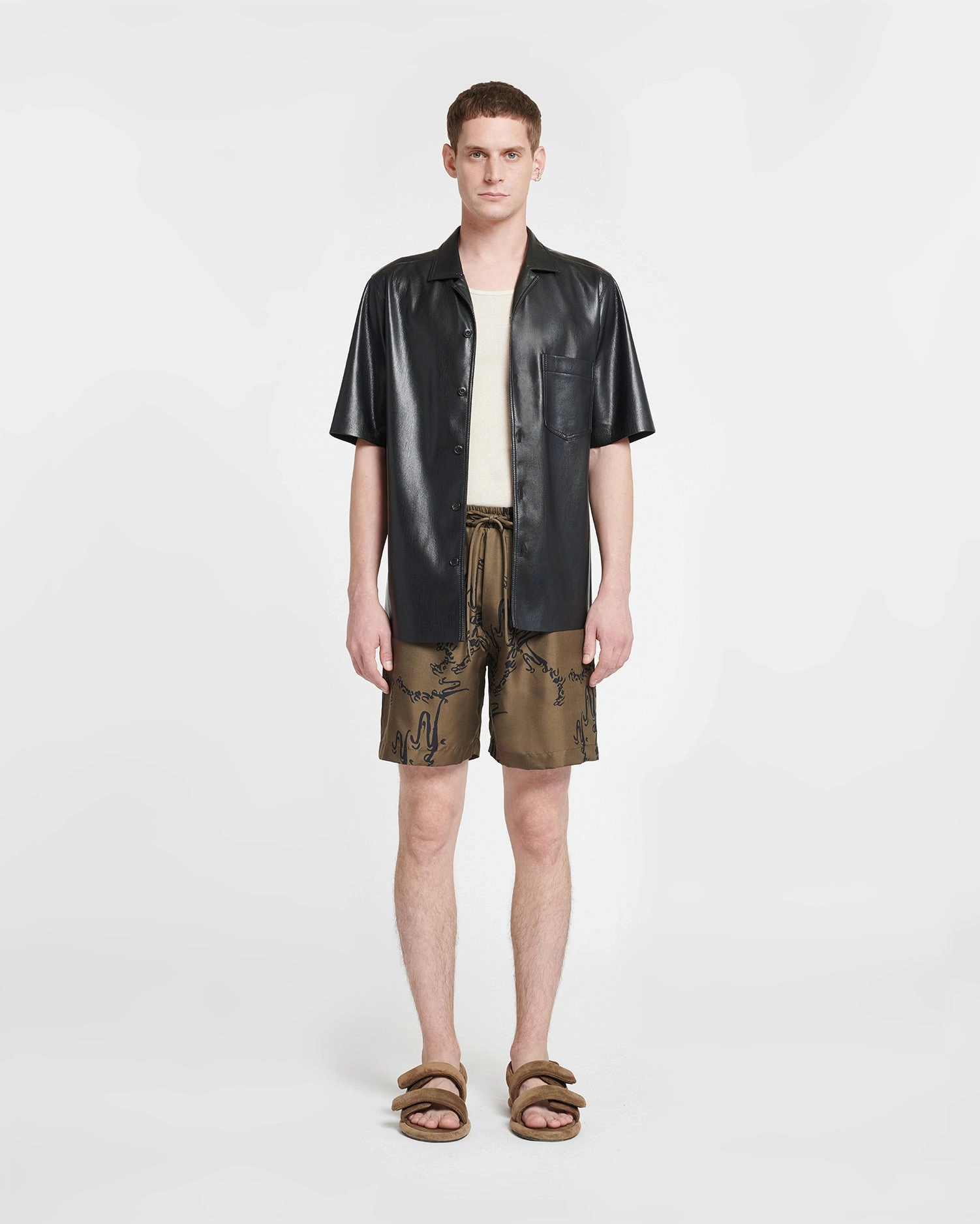 Bodil - Okobor? Alt-Leather Shirt - Black Multi Layer Stitching Casual Day