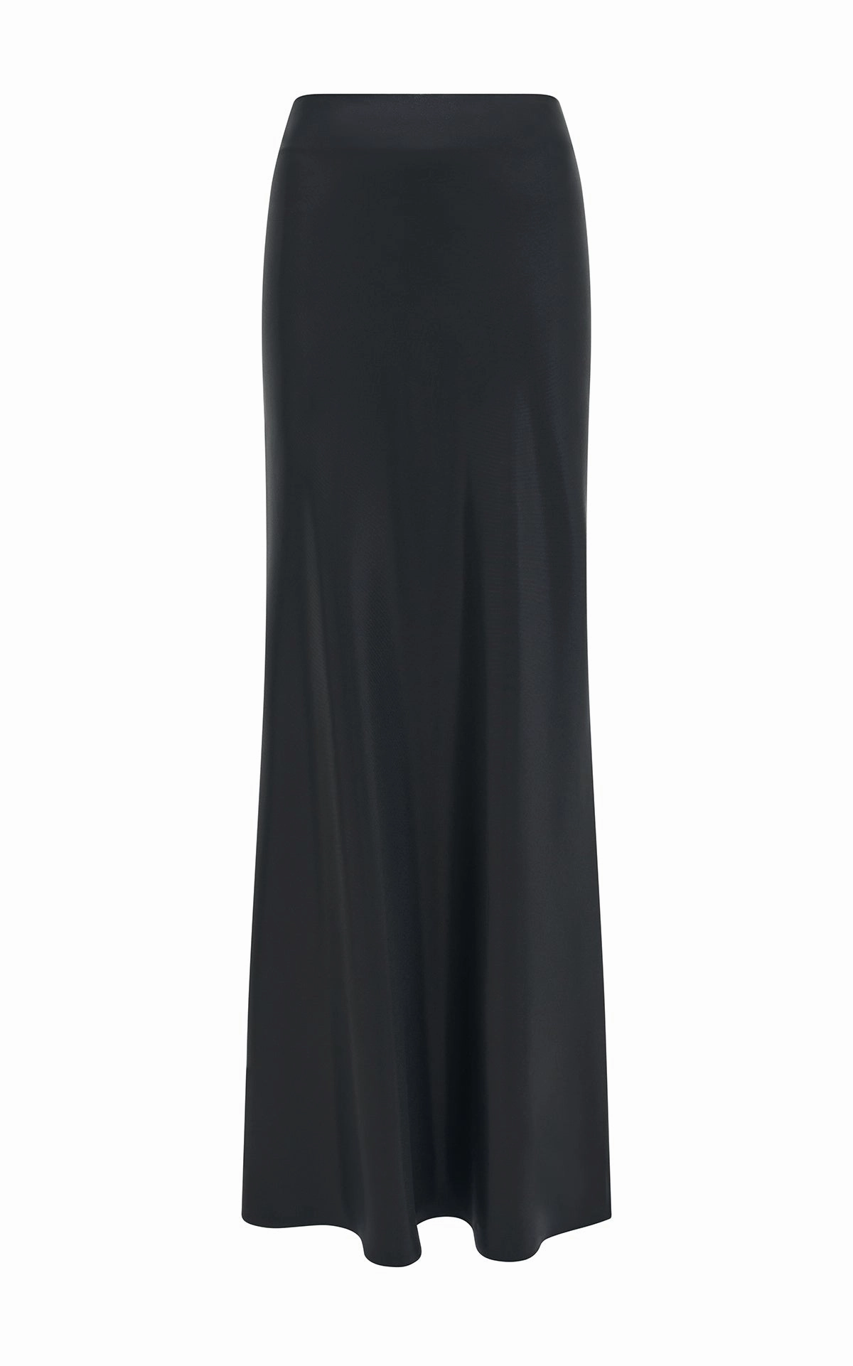 Fauna Bias Maxi Skirt in Black Metallic Silk Twill Hand Stitched