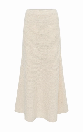 Ostara Knit Maxi Skirt in Ivory Cashmere Elegant Feel