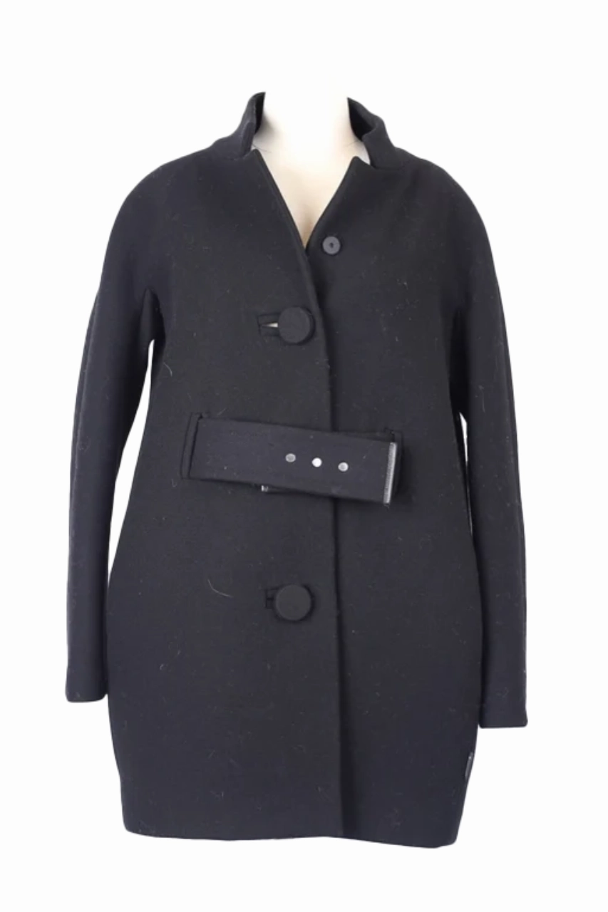 Hidden Ventilation Wool Down Belted Dress Coat