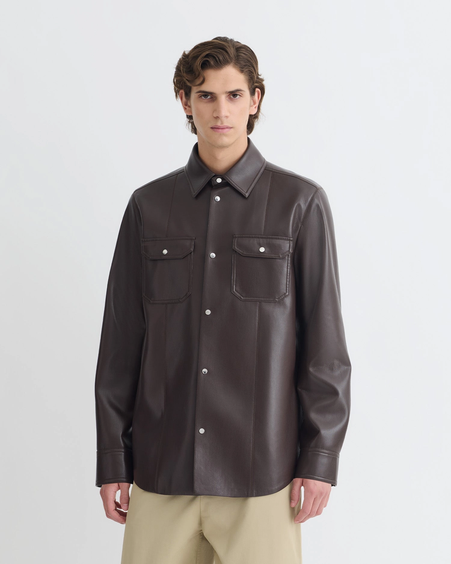 Braylo - Okobor? Alt-Leather Shirt - Coffee Ground Denim Blend