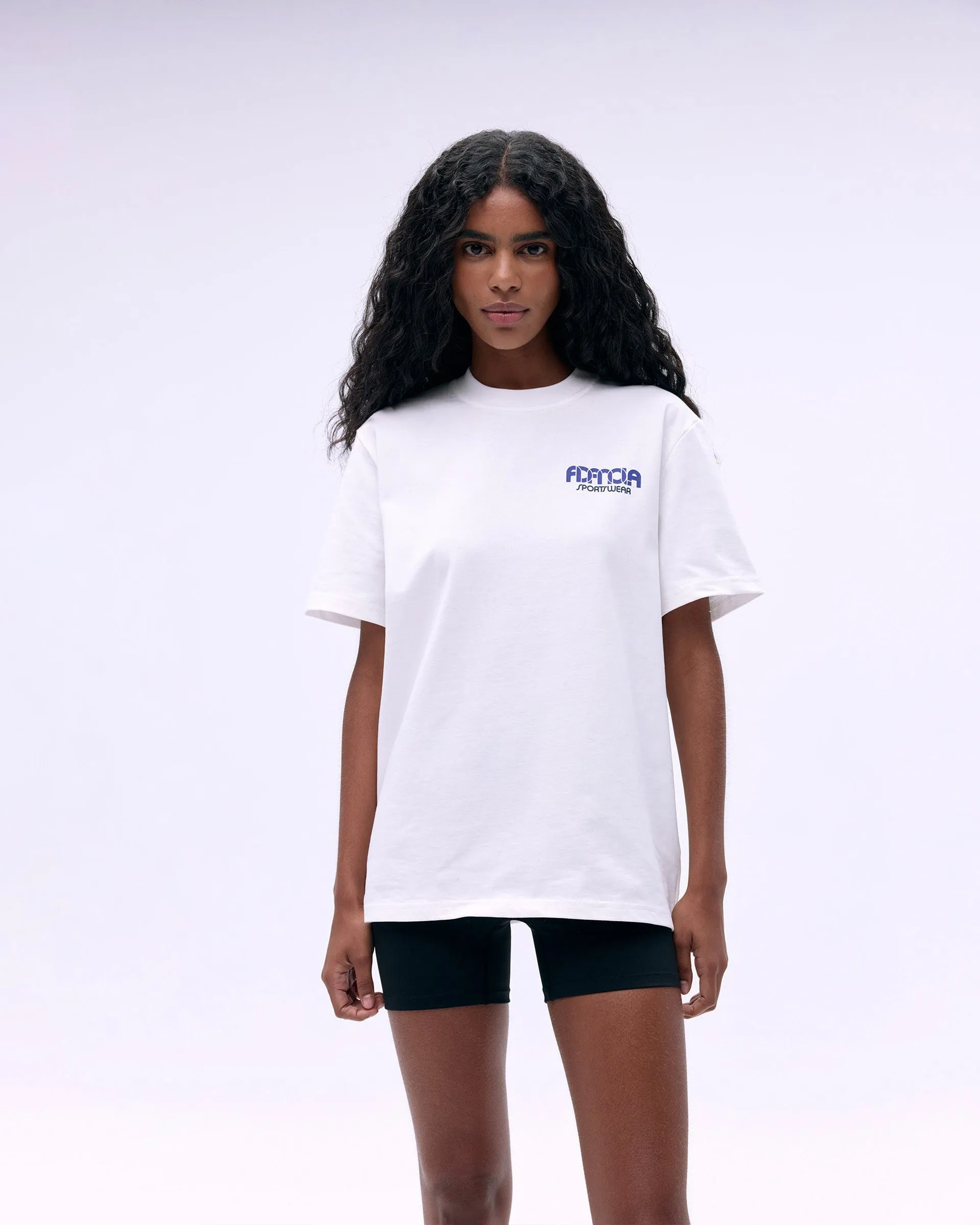 FadeResistant Finish Sportswear Short Sleeve Oversized T-shirt - White/Cobalt Blue