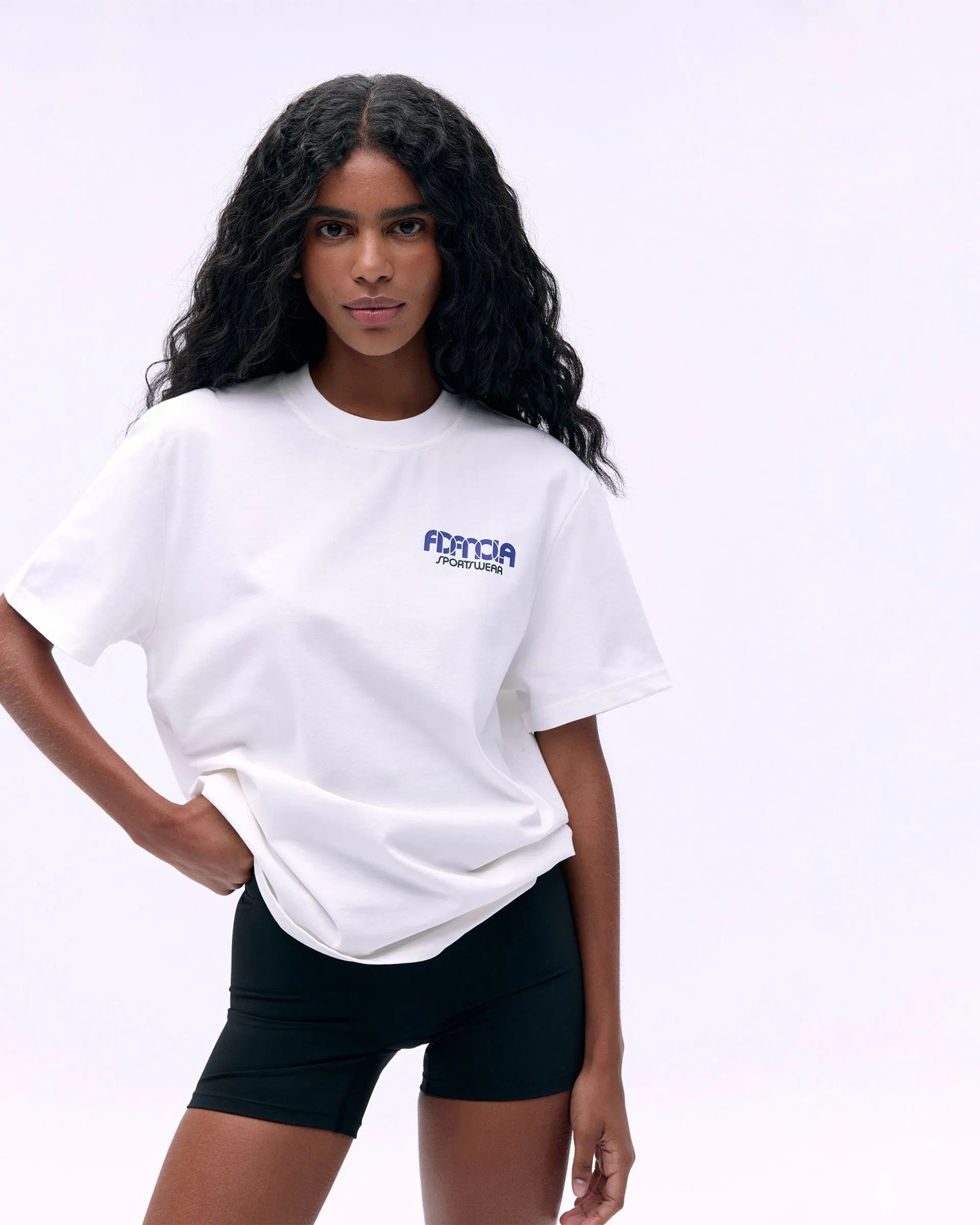 Sportswear Short Sleeve Oversized T-shirt - White/Cobalt Blue SlipResistant Non Irritating Seam Finish