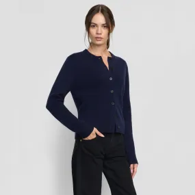 Subtle Texture Detail Kiran Wool-Cashmere Cardigan