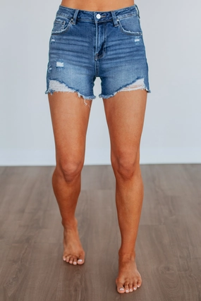 Quick Evaporation Fabric Sweat Wicking Technology Venice Risen Shorts - Dark Wash