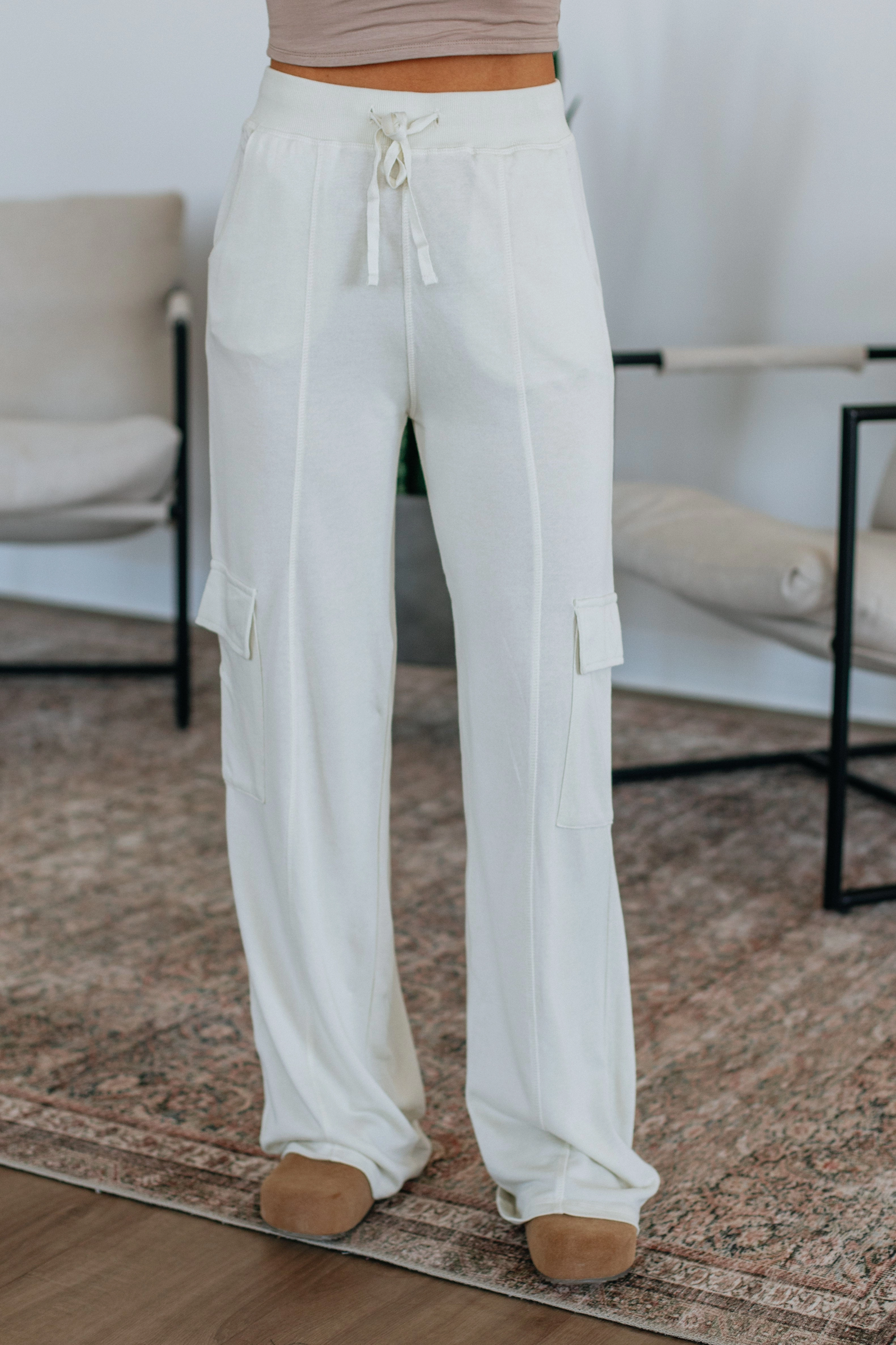 Merritt Lounge Cargo Pants - Natural Recyclable Fabric Blend WaterRepellentCoating