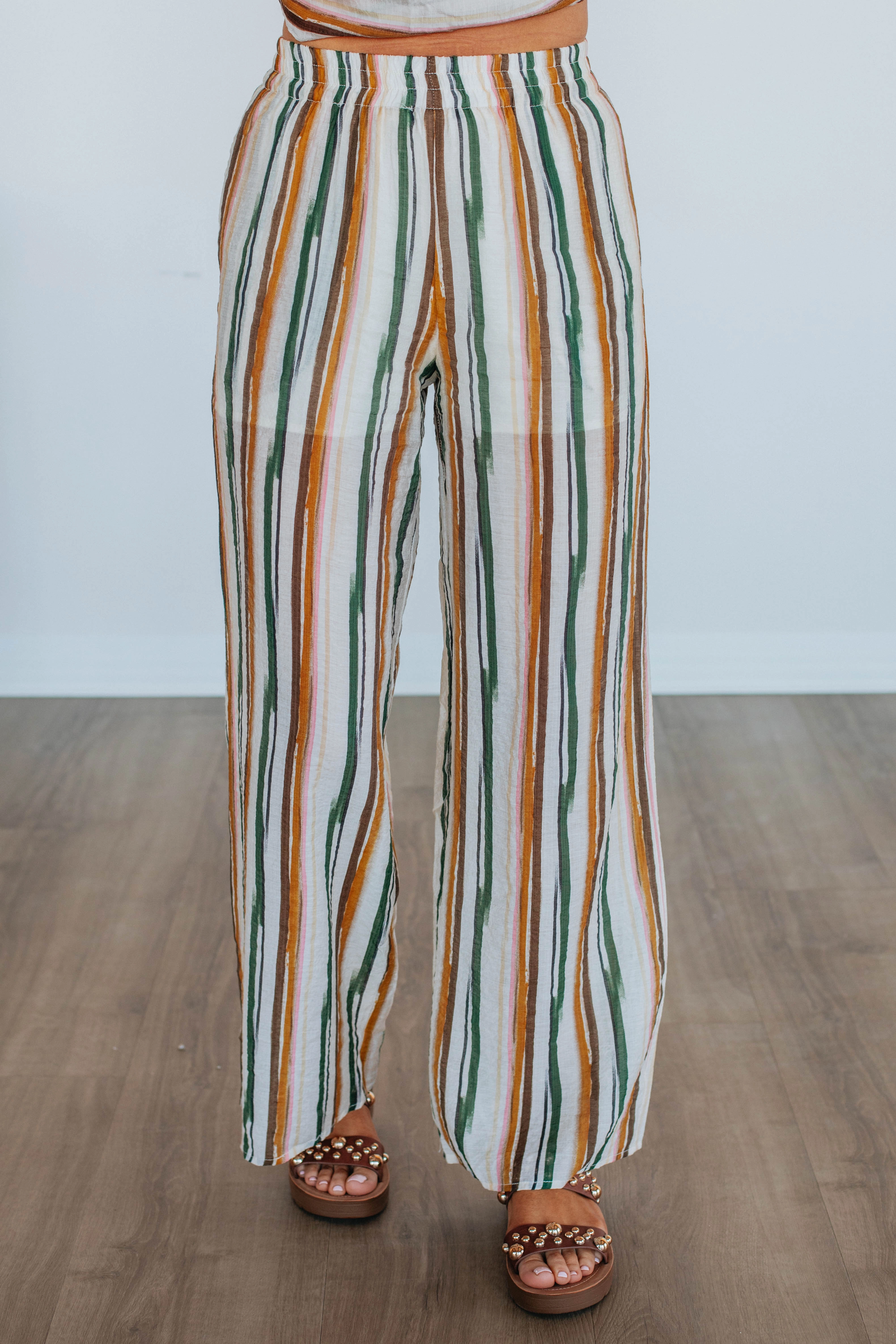 Karey Striped Pants Smooth Fabric