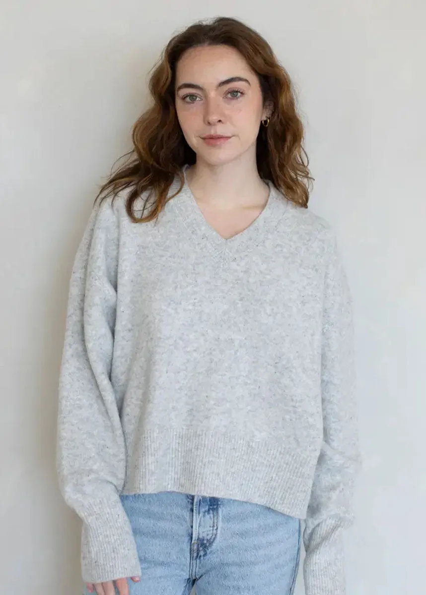 Briar V-Neck Sweater - Heather Grey Layered Style Wear