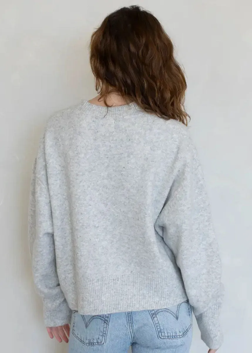 Sleek Knit Soft Layer Briar V-Neck Sweater - Heather Grey