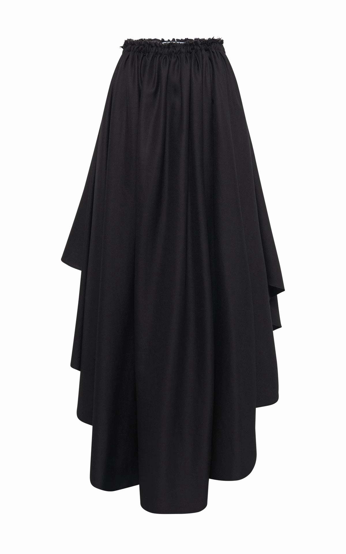 high contrast Dea Pleated Maxi Skirt in Black Virgin Wool Silk Linen