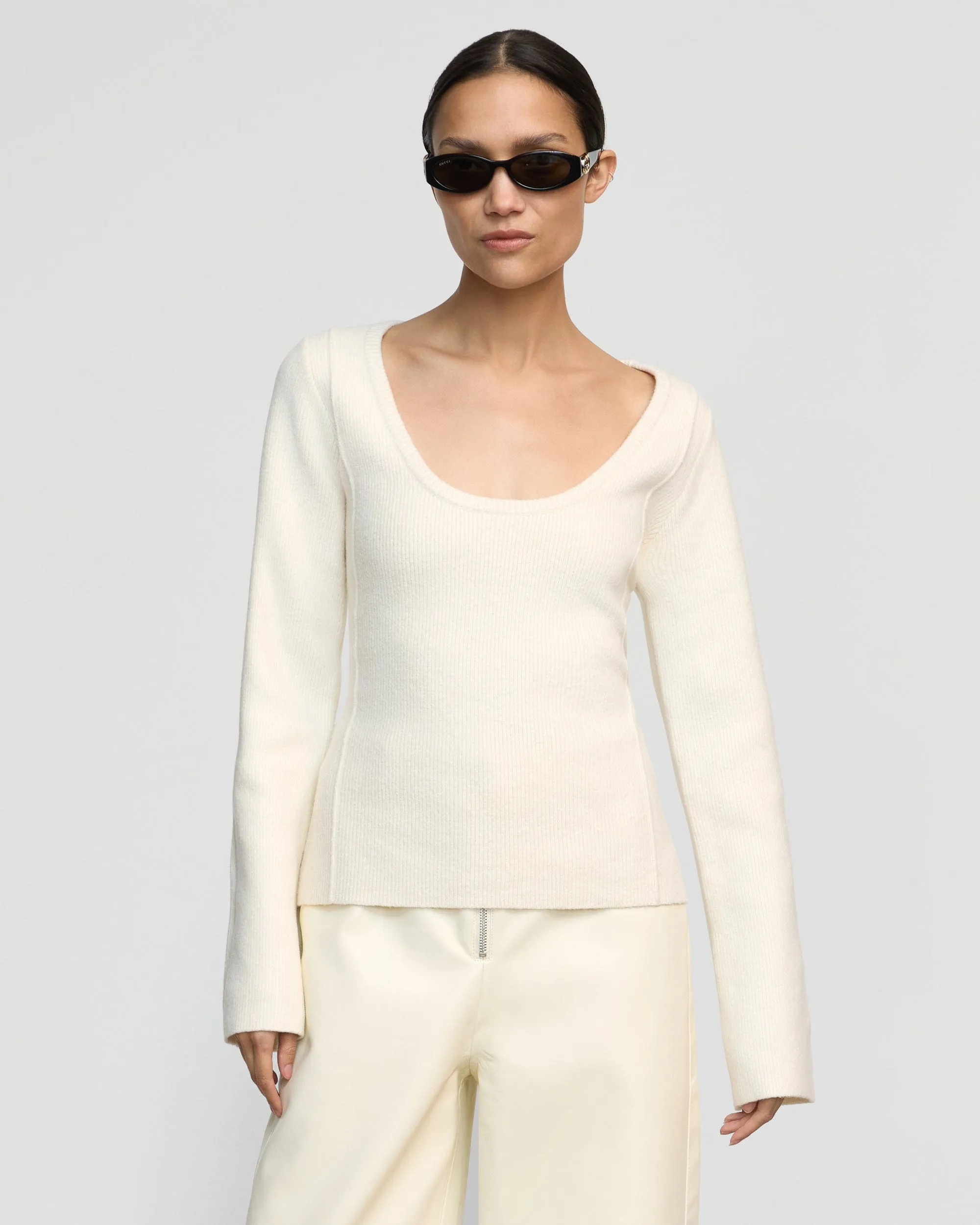 Quick Wear Camilla Seam-Detail Scoop-Neck Sweater