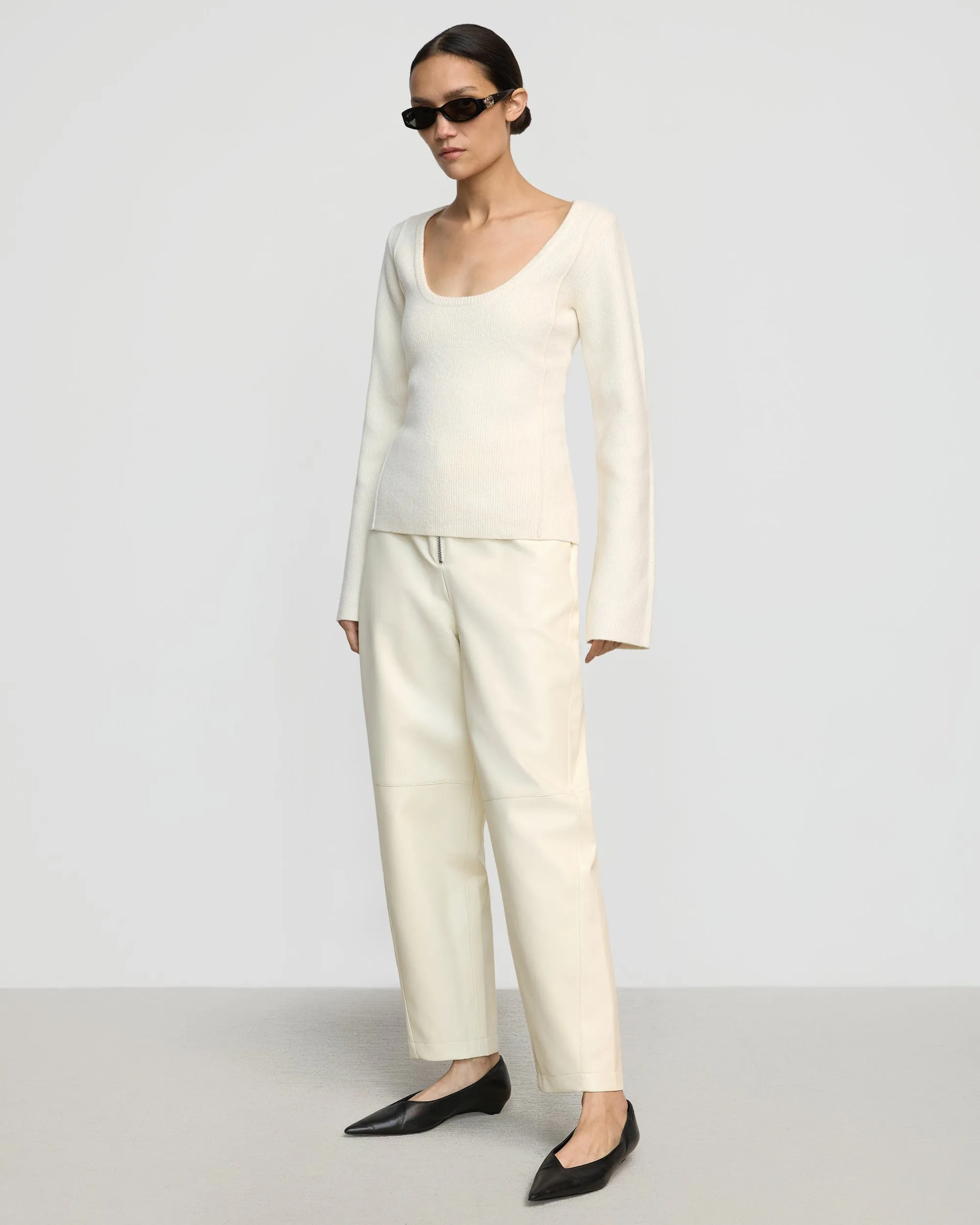 Camilla Seam-Detail Scoop-Neck Sweater Quick Dry Fit Cozy Wear