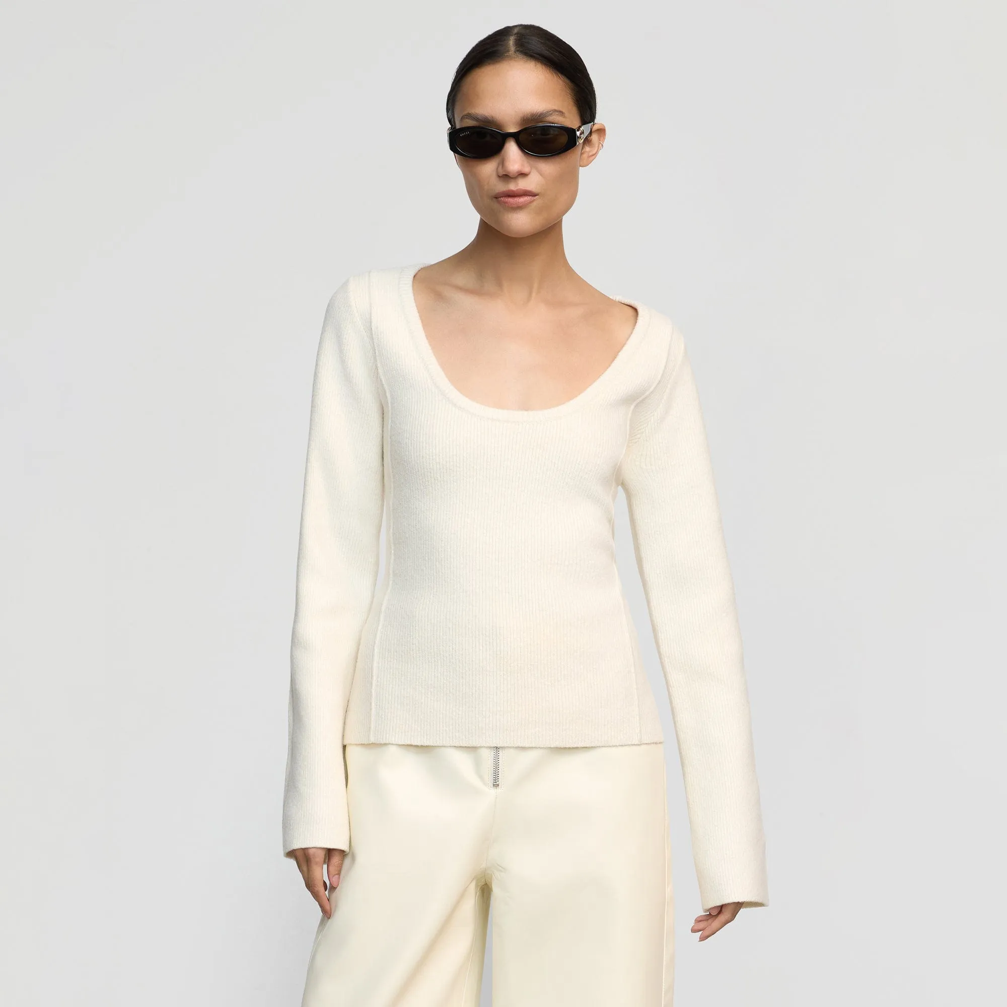 Quick Comfort Camilla Seam-Detail Scoop-Neck Sweater