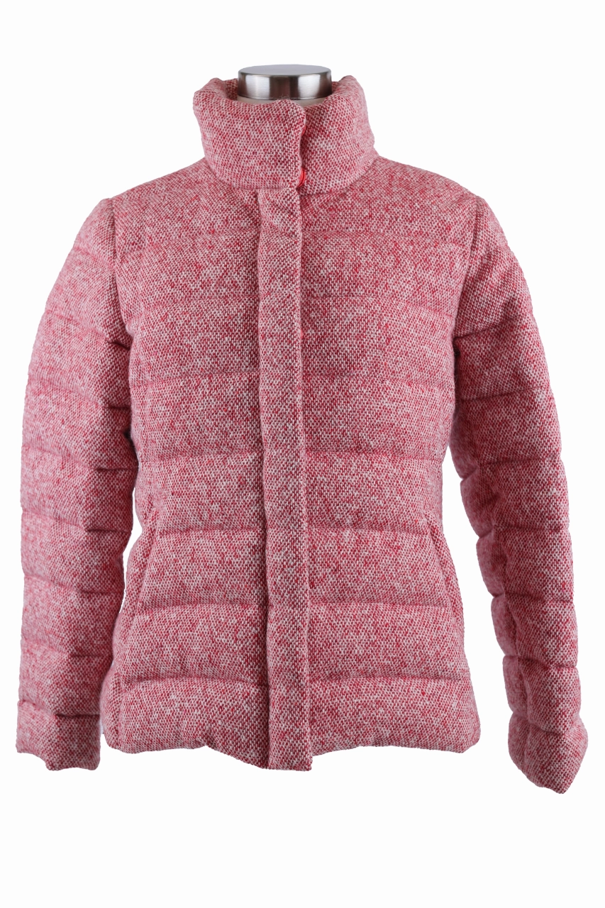 Heat Sealed Seams Cardere Tweed Quilted Down Puffer Jacket