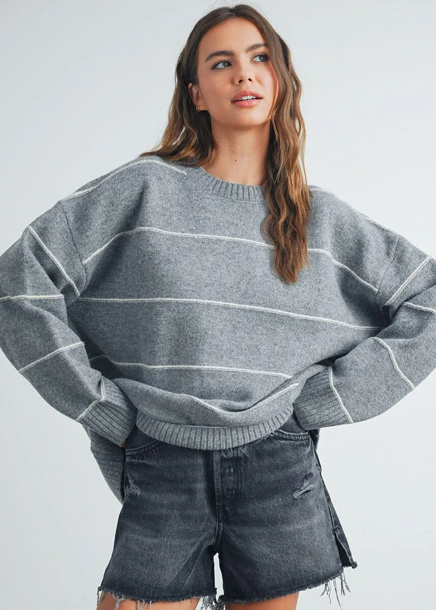 Layering pieces Carlyle Striped Drop-Shoulder Sweater - Grey Multi