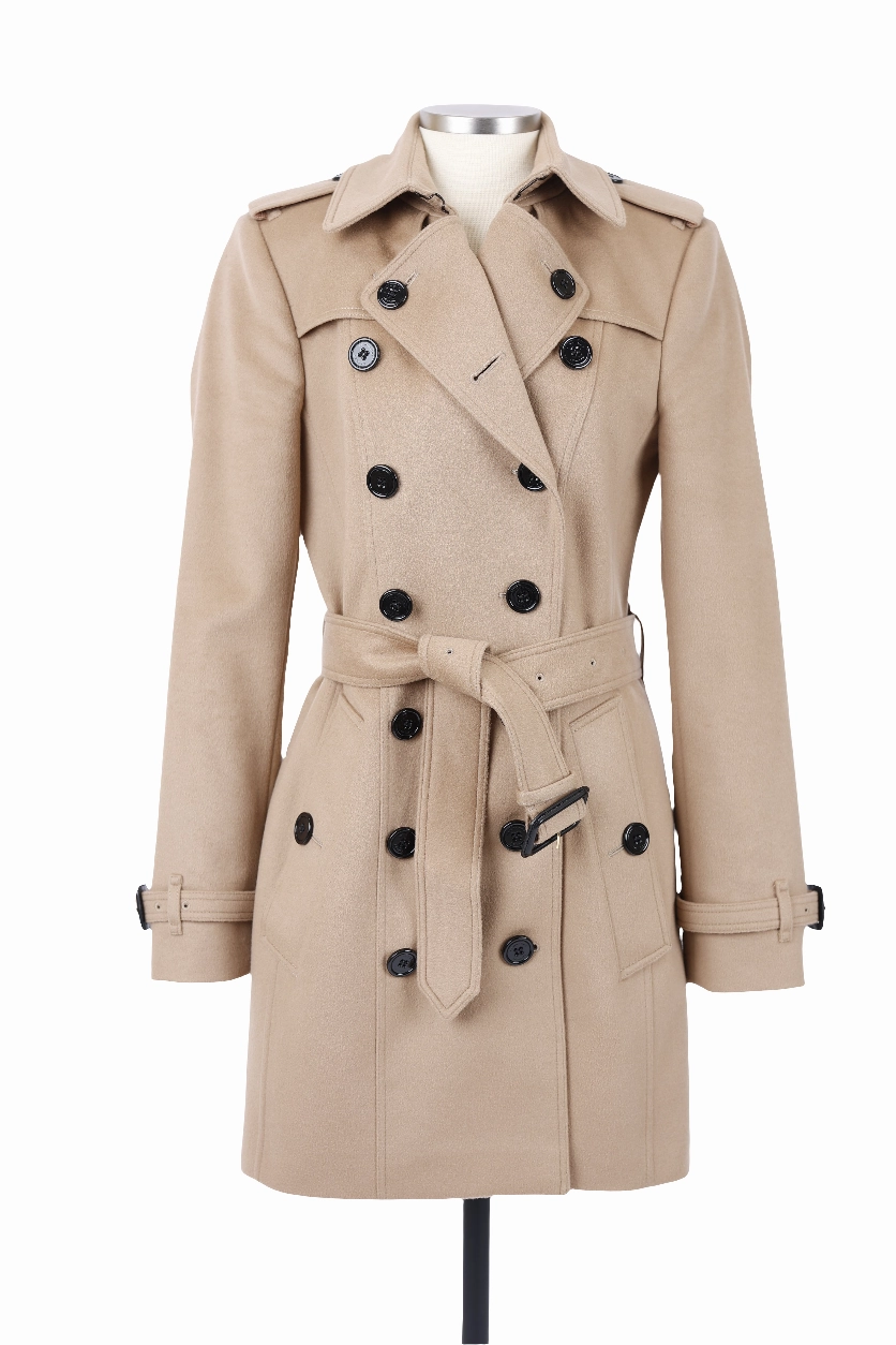 Cotton Twill Cashmere Blend Trench Coat