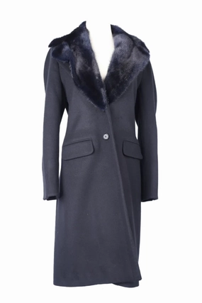 Cashmere Dress Coat  W/ Mink Fur Collar anti static coating