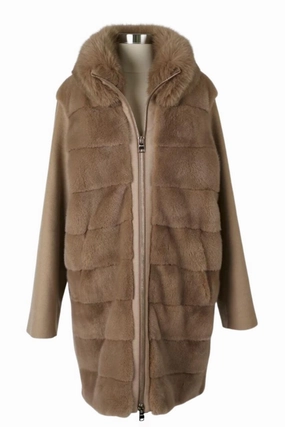 Insulated Lining Cashmere Mink Dress Coat