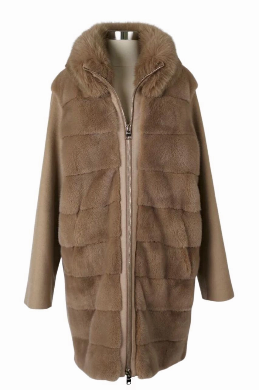 Insulated Lining Cashmere Mink Dress Coat