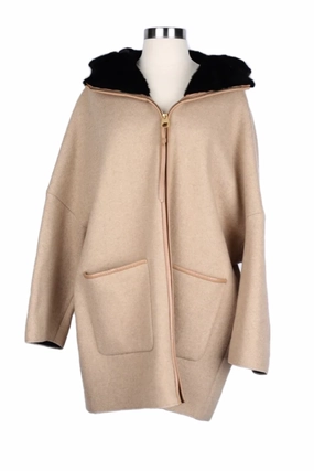 Temperature Regulating Fill Easy Layering Cashmere Mink Hood Dress Coat