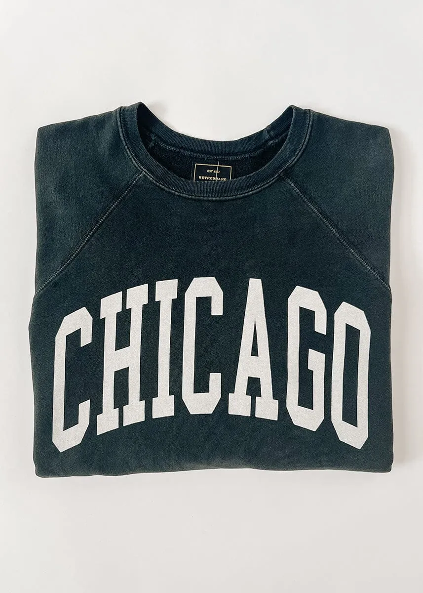 Comfort Fit Design Cold-Weather Essential Chicago Classic Crew Sweatshirt - Vintage Black