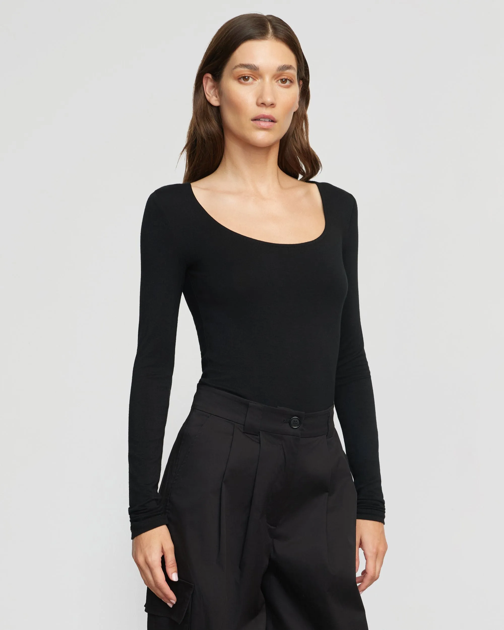 Skyler Square-Neck Long-Sleeve Tee Relaxed and Easy