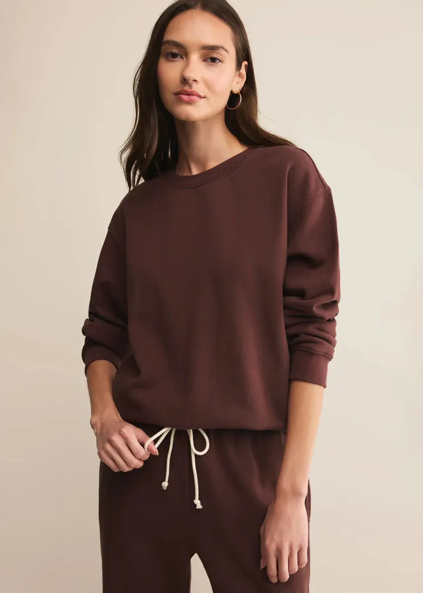 Perfectly Cozy Boyfriend Cotton Sweatshirt - Sandalwood