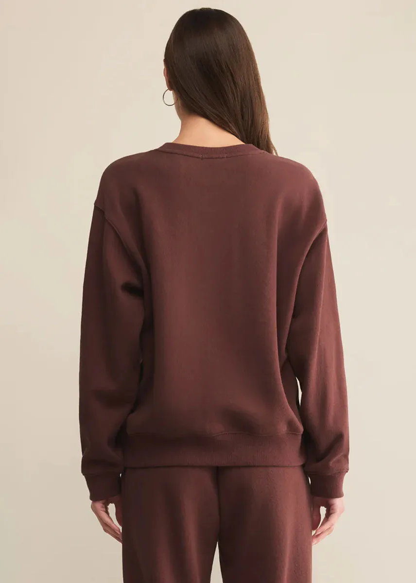 Elegant Knit Boyfriend Cotton Sweatshirt - Sandalwood