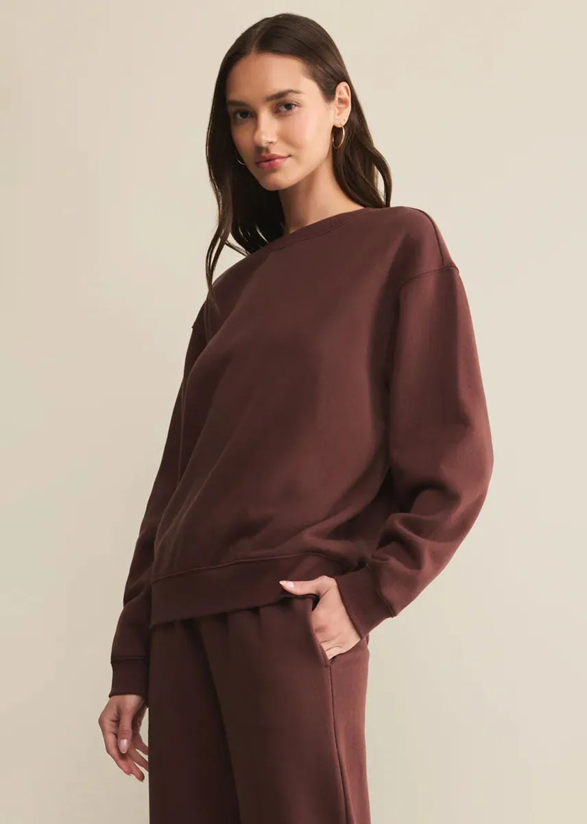 Soft And Comfortable Boyfriend Cotton Sweatshirt - Sandalwood