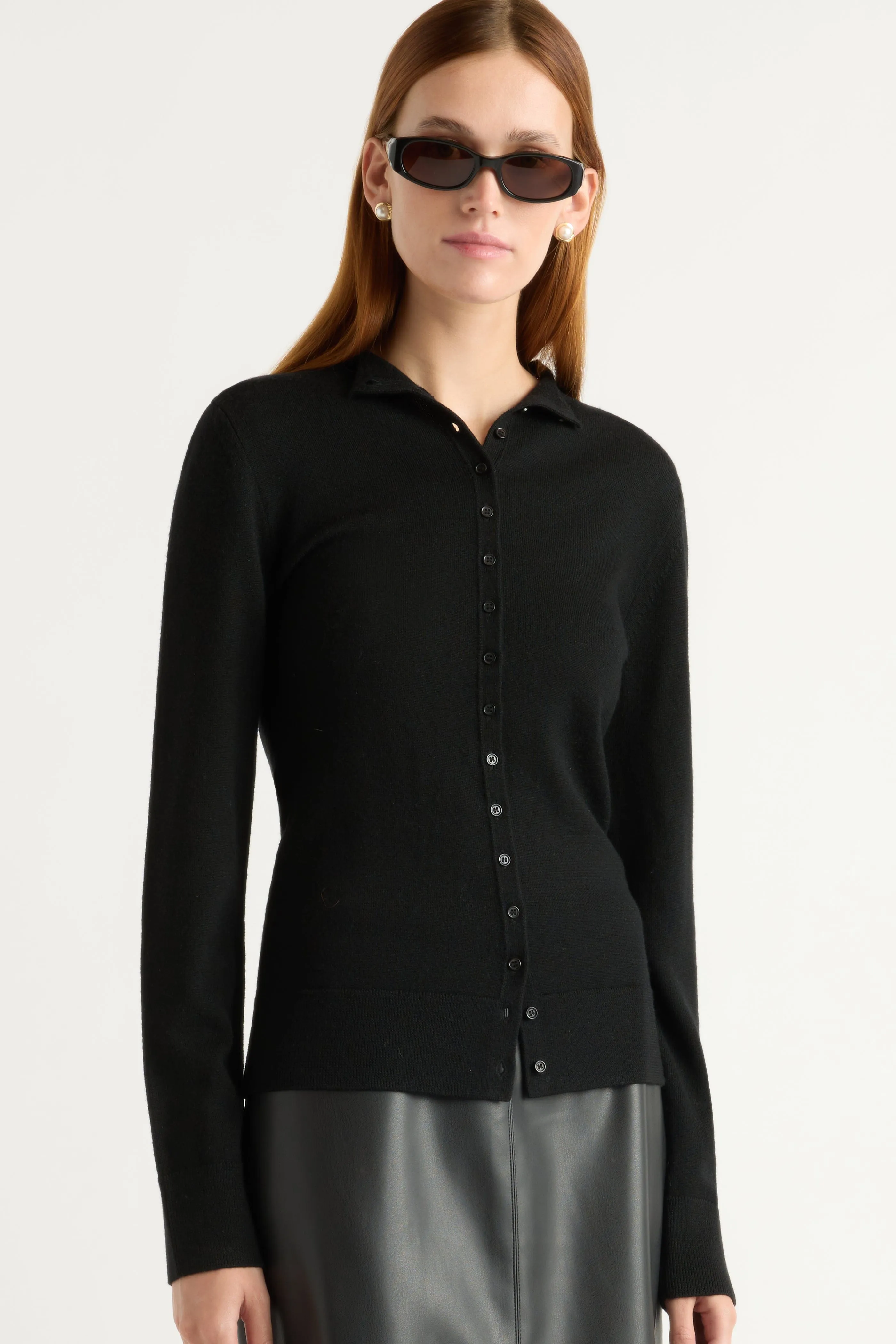 Charlene Wool Button Mock-Neck Sweater Soft touch layer