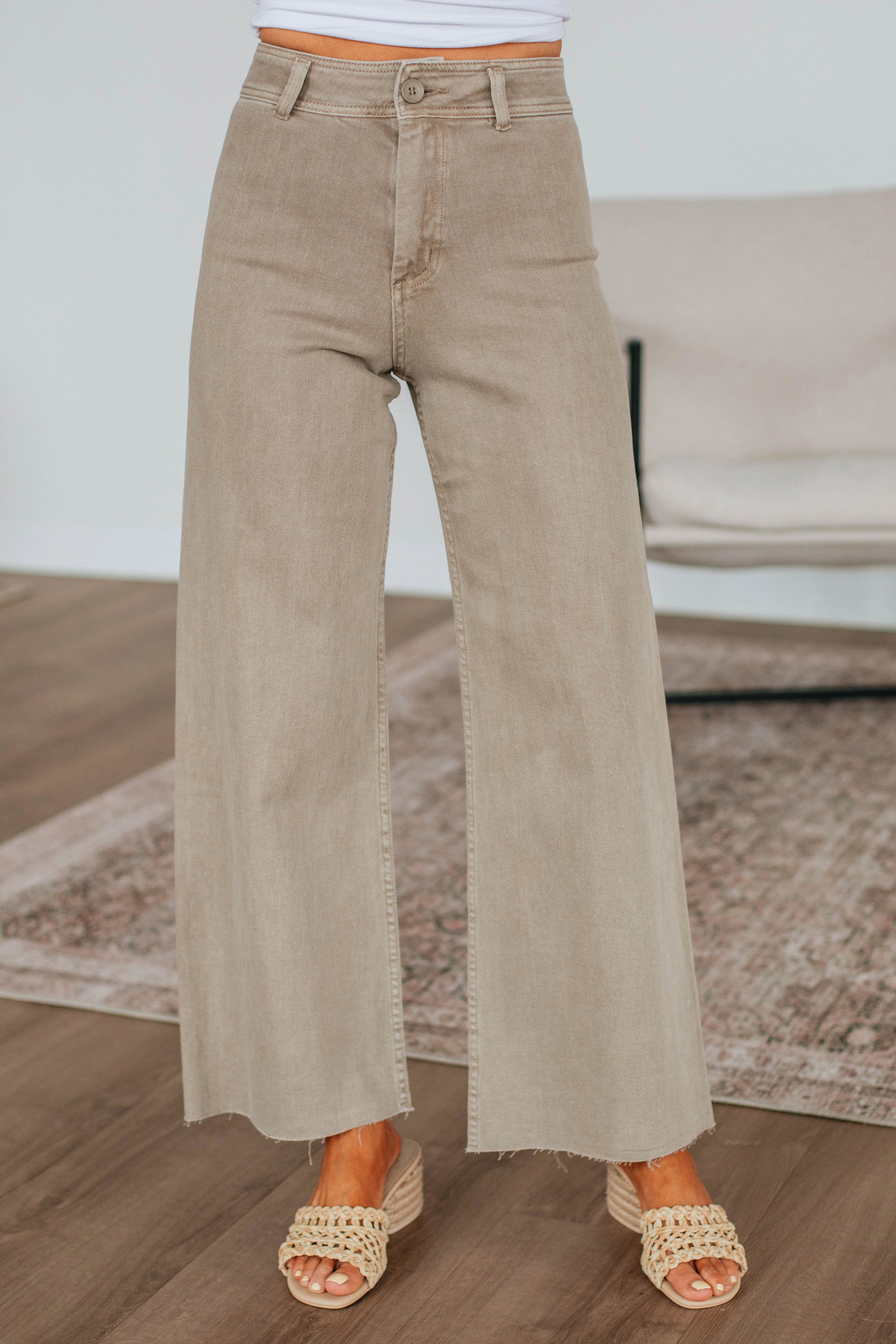 Breath Flex Comfy Style Linsley Wide Leg Pants - Khaki