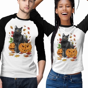 Cat Leaves and Pumpkins Cozy Vibe Wear Light Layers
