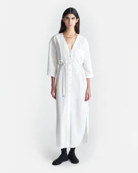 Amneris - Striped Shirt Dress - White Texture Style Comfy Yet Stylish