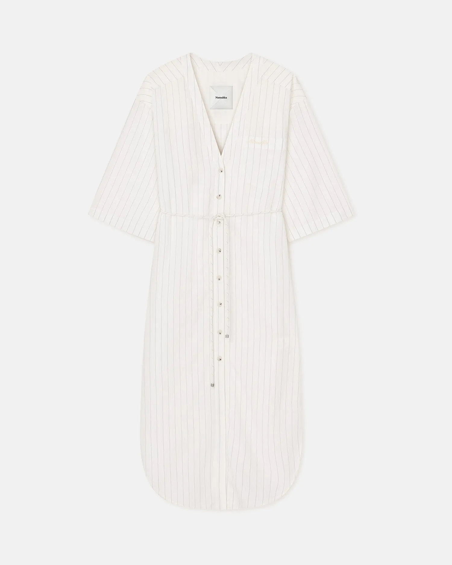 Minimal Curve Amneris - Striped Shirt Dress - White
