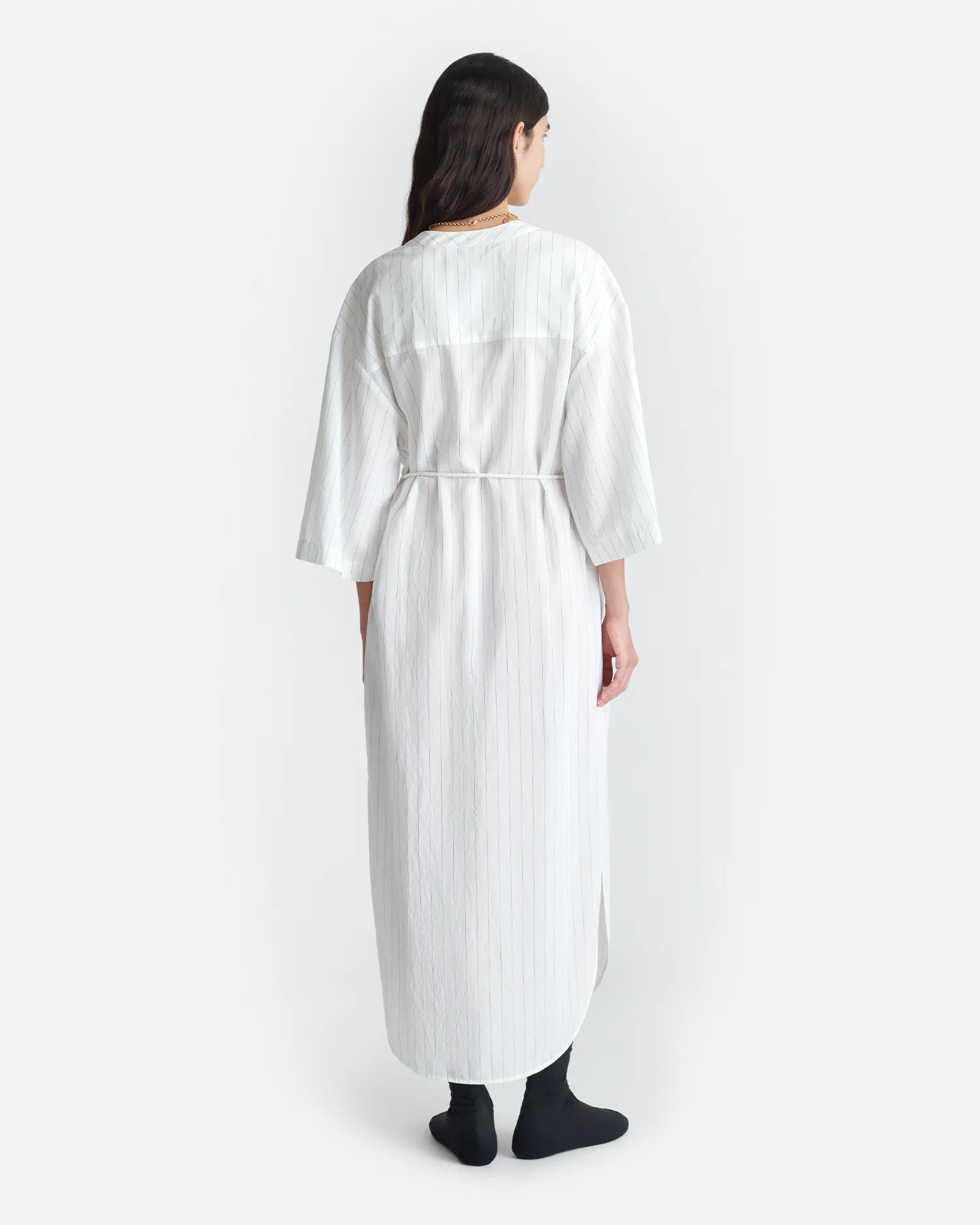 All Gender Amneris - Striped Shirt Dress - White
